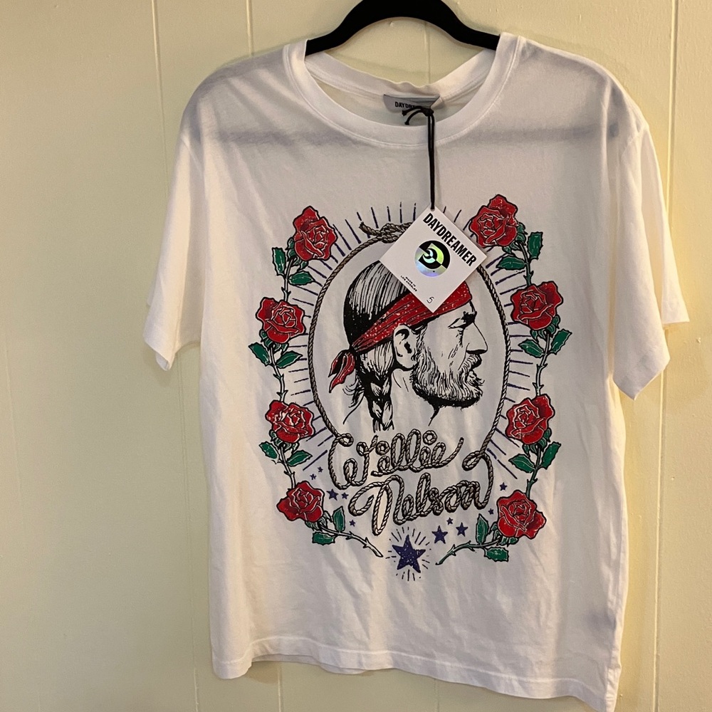 Willie Nelson Stranger Bf Vintage white short sleeved top, women’s sz small NWT